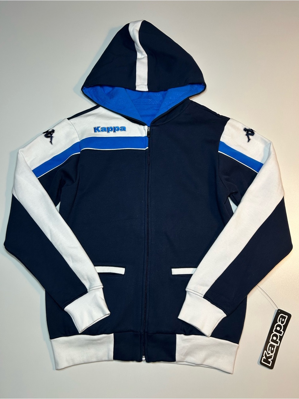 Kappa Colorblock Full Zip Track Hoodie Navy Blue White